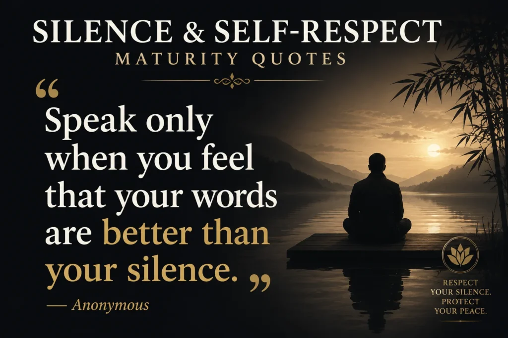 Silence & Self-Respect Maturity Quotes