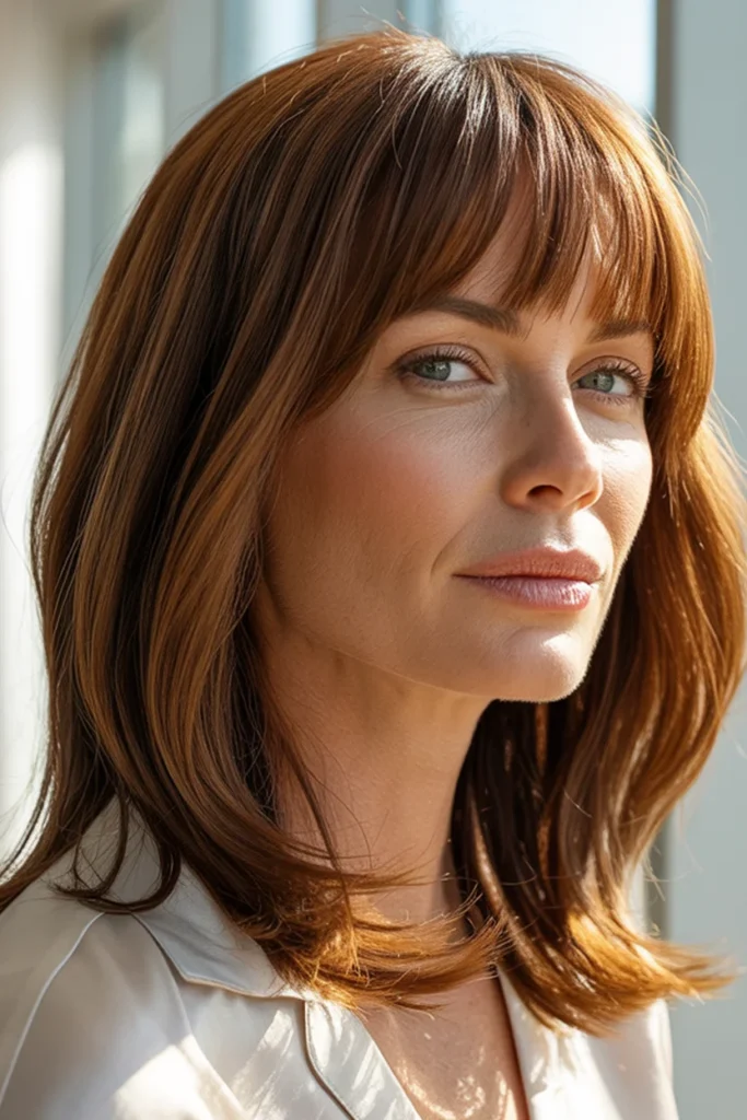 Layered Hair With Curtain Bangs