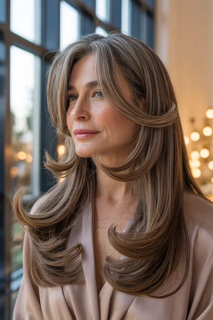 Long Layered Hair With Curtain Bangs