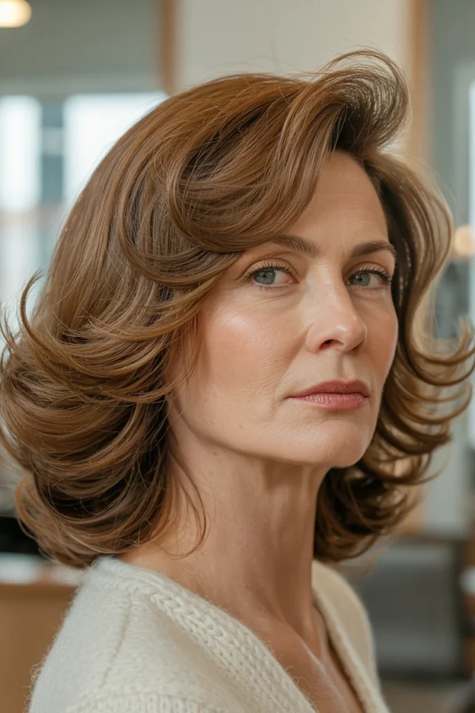Feathered Shoulder-Length Hair