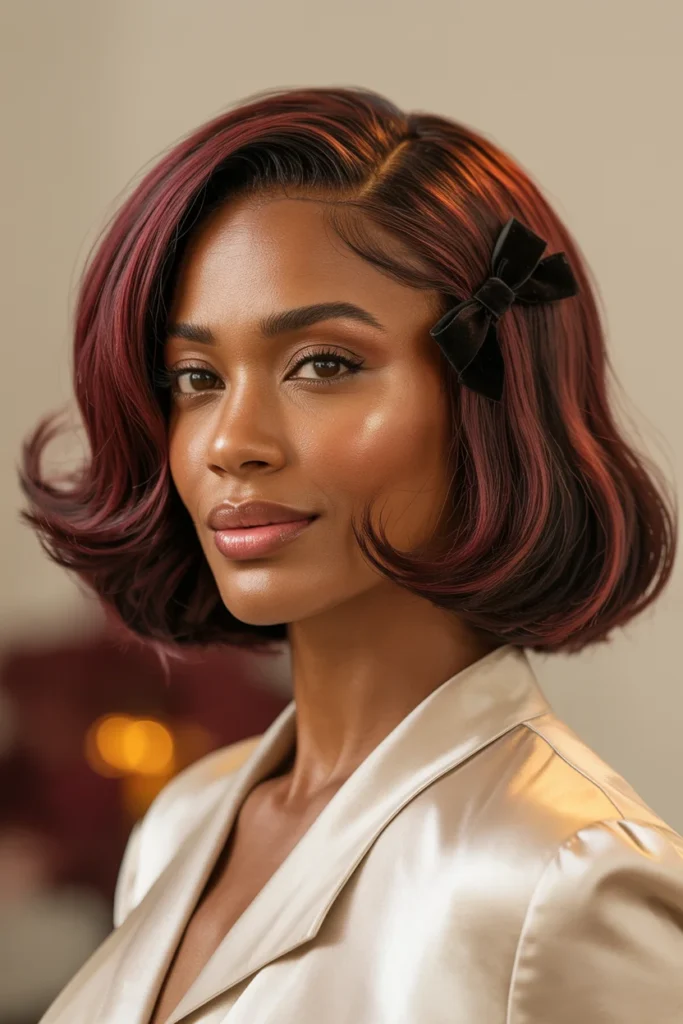Burgundy Bob With Soft Halloween-Inspired Waves