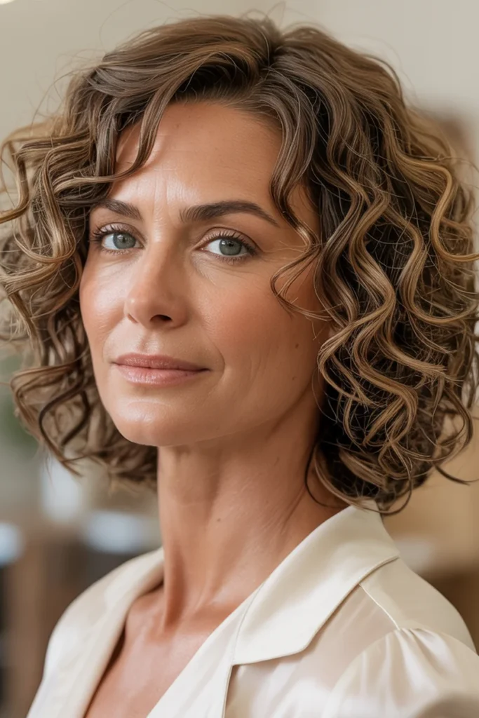 Chin-to-Shoulder Curly Bob