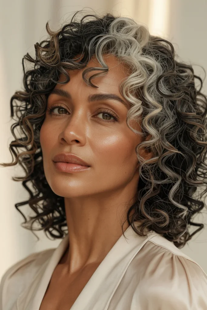 Curly Hair With Gray Highlights