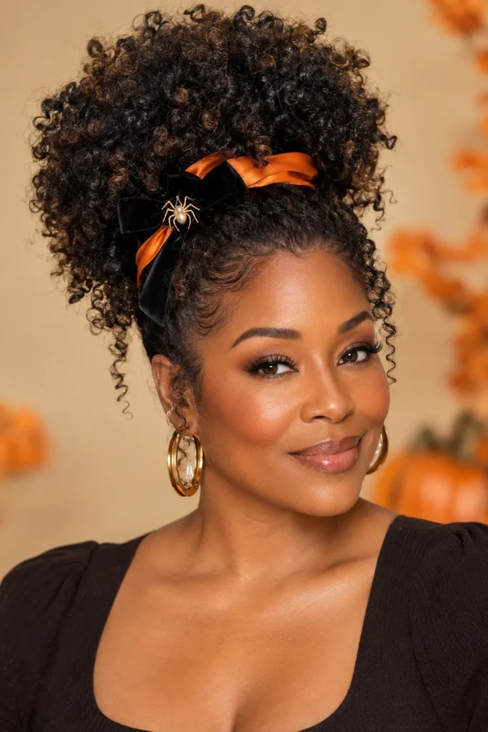 Curly High Puff With Halloween Accessories