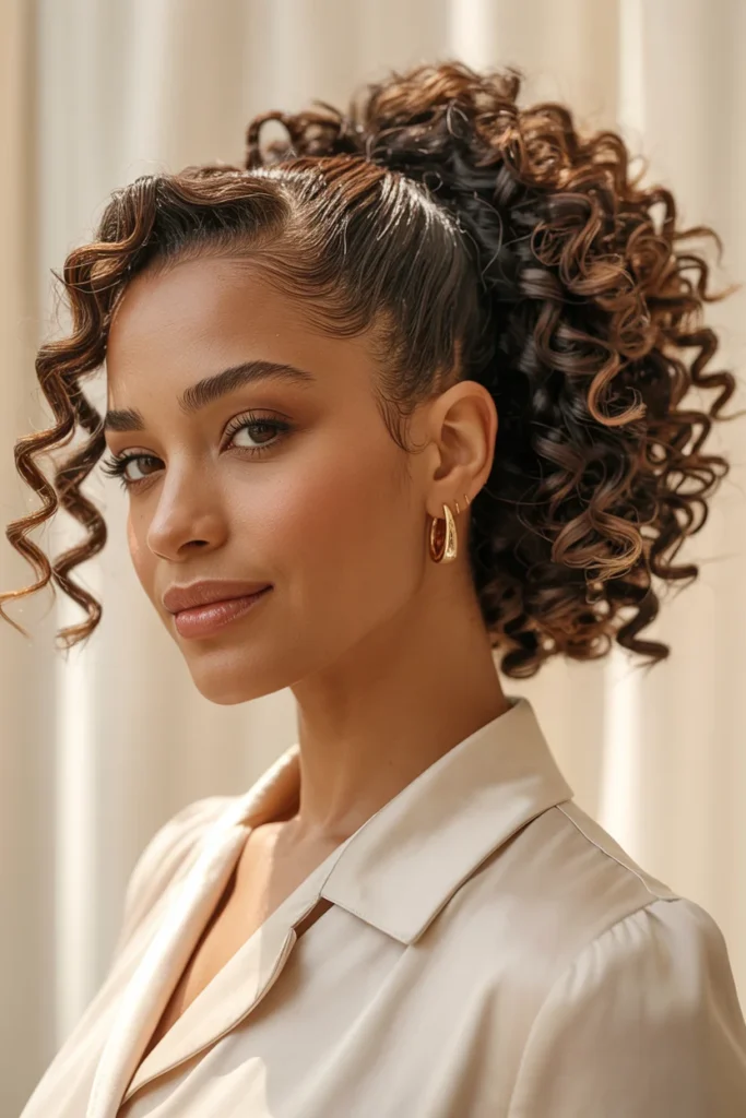 Curly Ponytail With Defined Texture