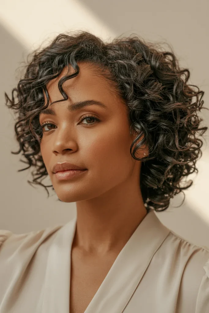 Defined Natural Curls With Side Part