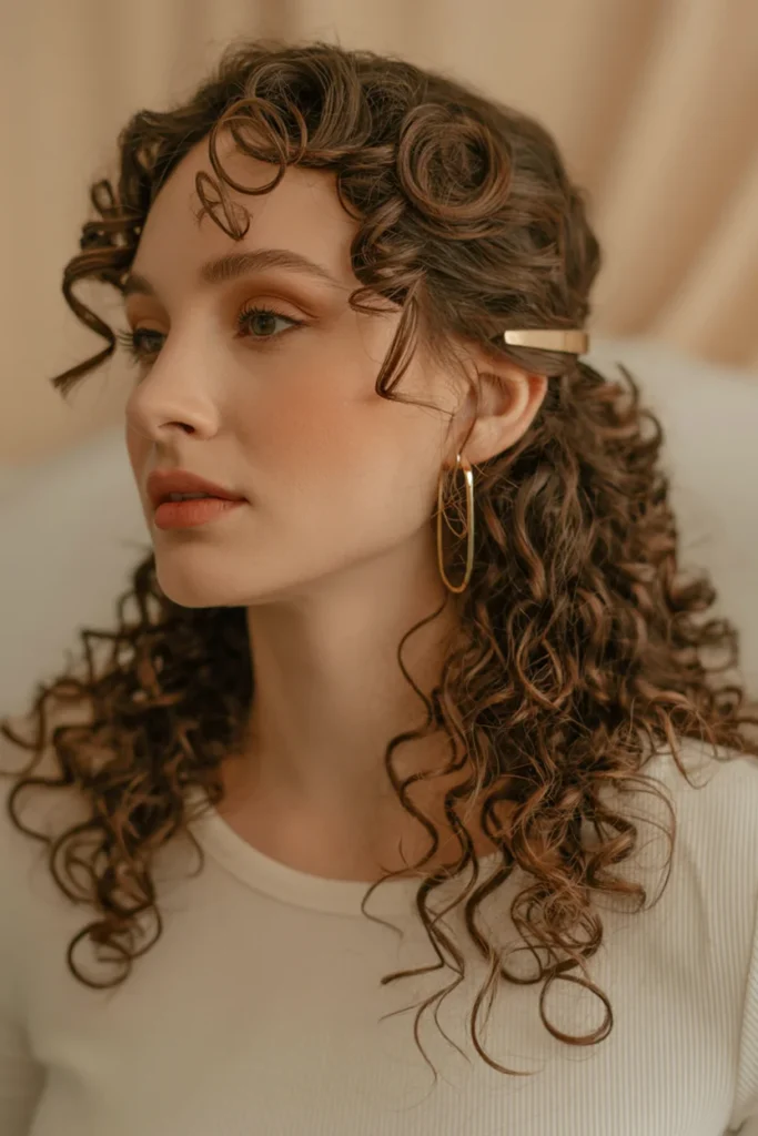 Half-Up Curly Style