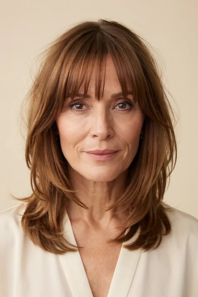 Layered Collarbone Hair with Curtain Bangs