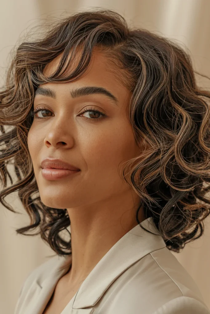 Layered Curly Cut With Side Bangs