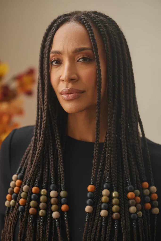 Long Knotless Braids With Halloween Beads