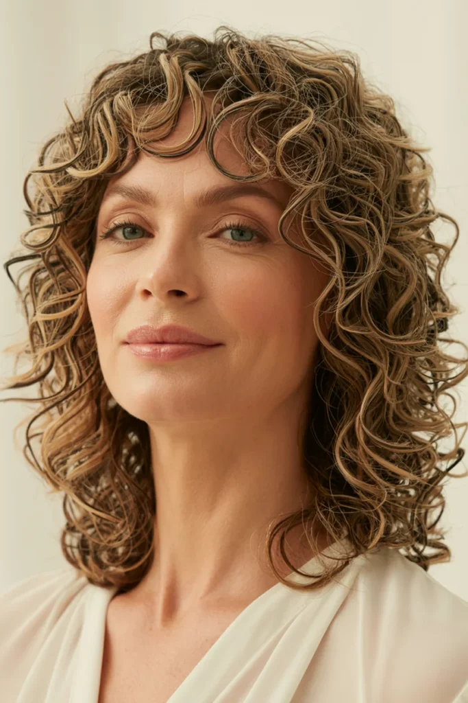 Medium Curly Hair With Bangs