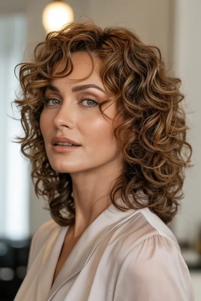 Medium Curly Hair With Shorter Layers