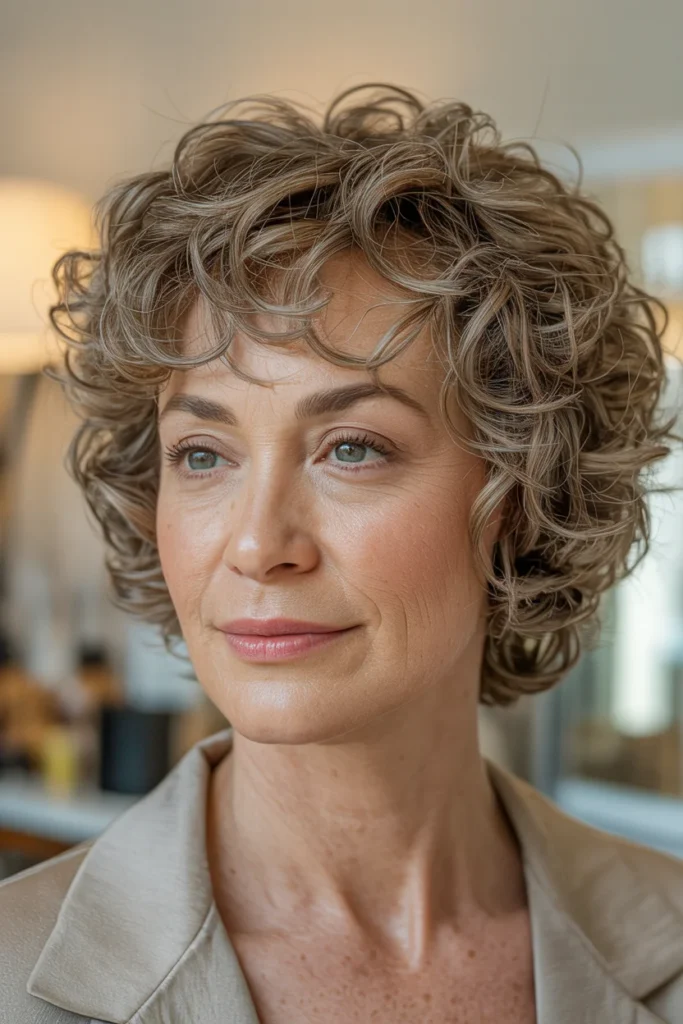 Short Curly Shag with Bangs