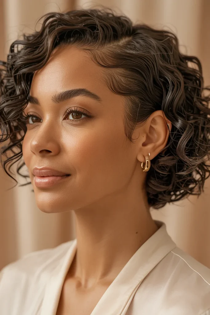 Side-Parted Curly Bob
