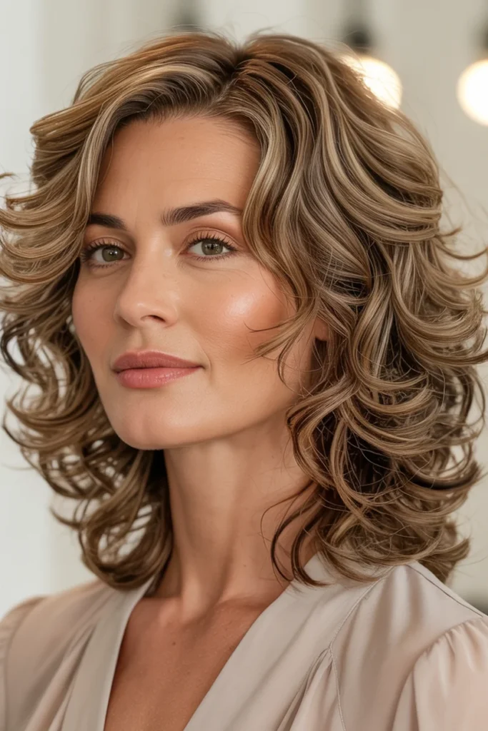 Side-Parted Curly Layers