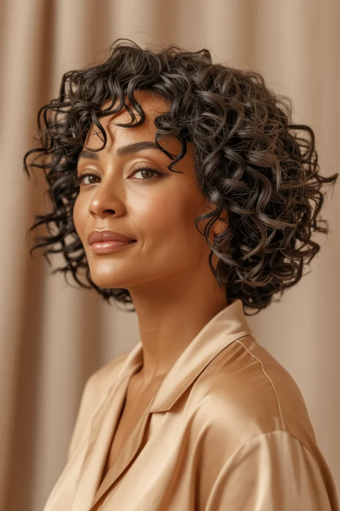 Soft Curly Bob for Mature Hair