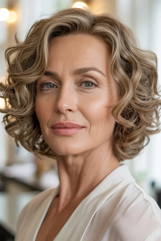 Soft Curly Bob for Women Over 40