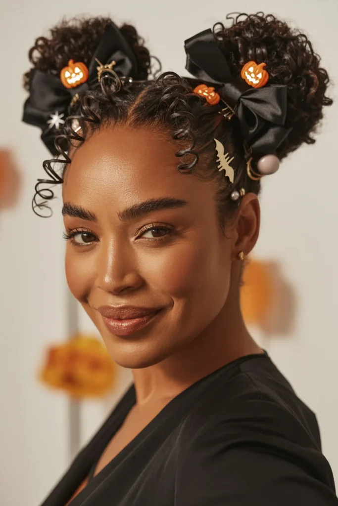 Space Buns With Playful Halloween Accessories