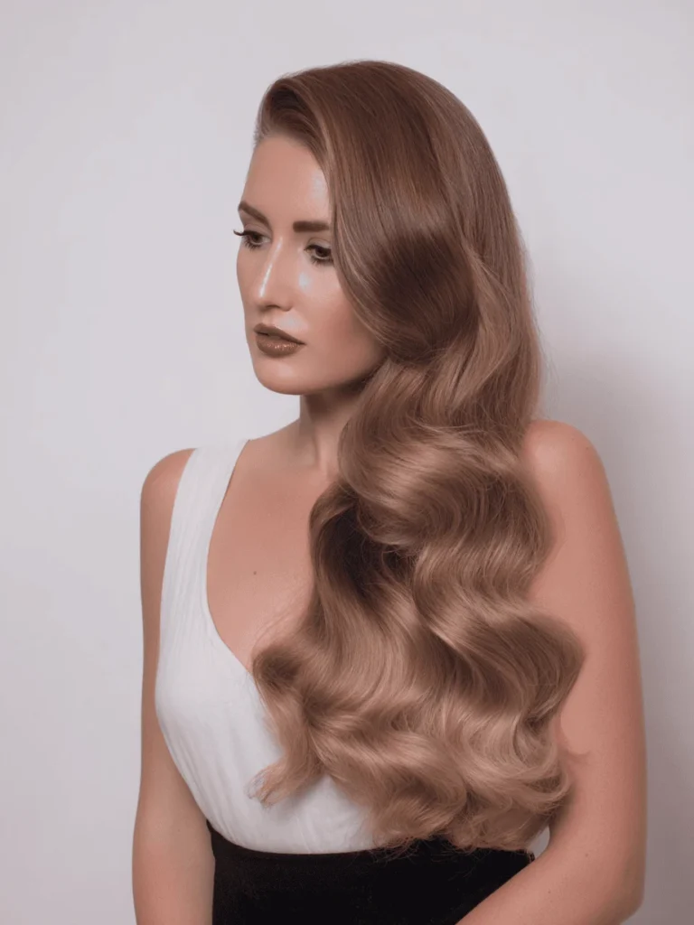 Soft side-swept waves over one shoulder with a deep side part