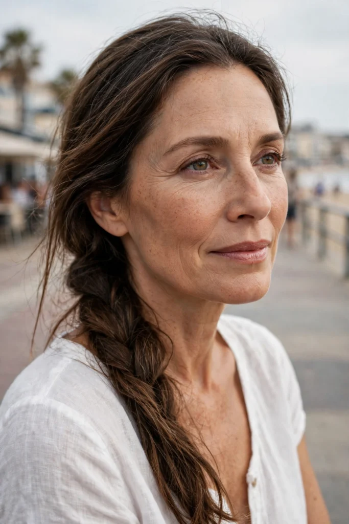 Loose Side Braid hairstyle for women over 40