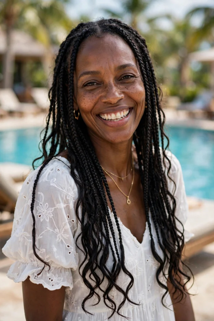 Boho Knotless Braids hairstyle for women over 40