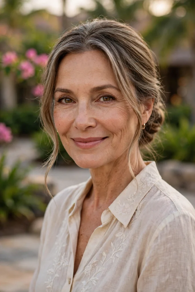 Soft Low Bun hairstyle for women over 40