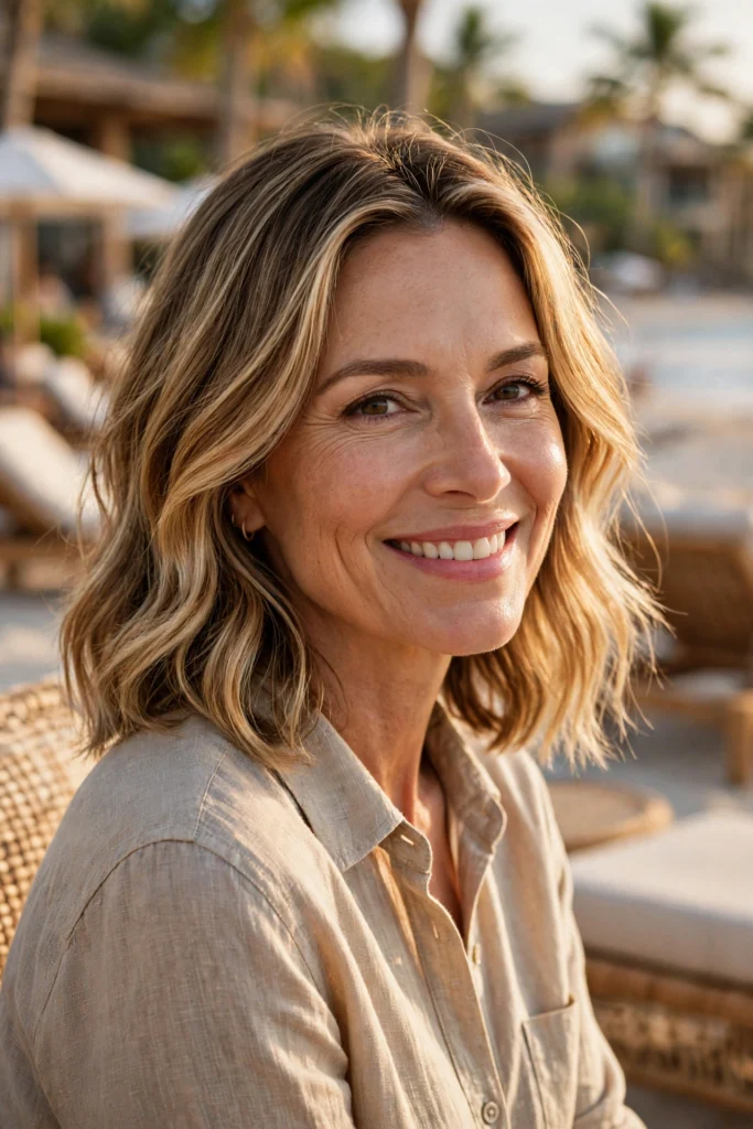 Sun Kissed Lob hairstyle for women over 40