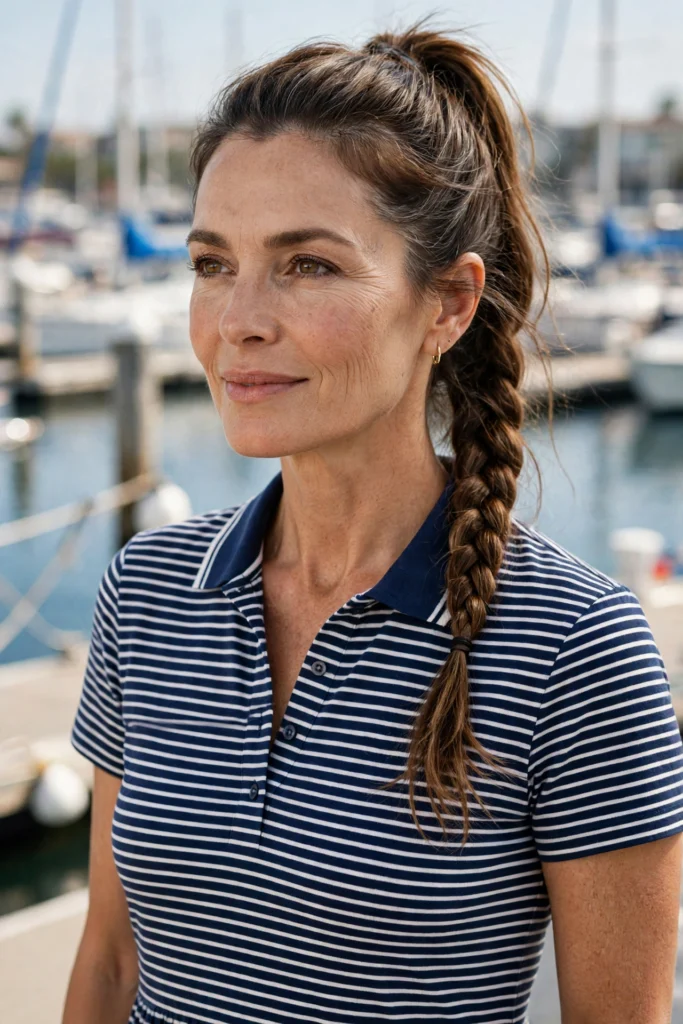 Braided High Ponytail hairstyle for women over 40