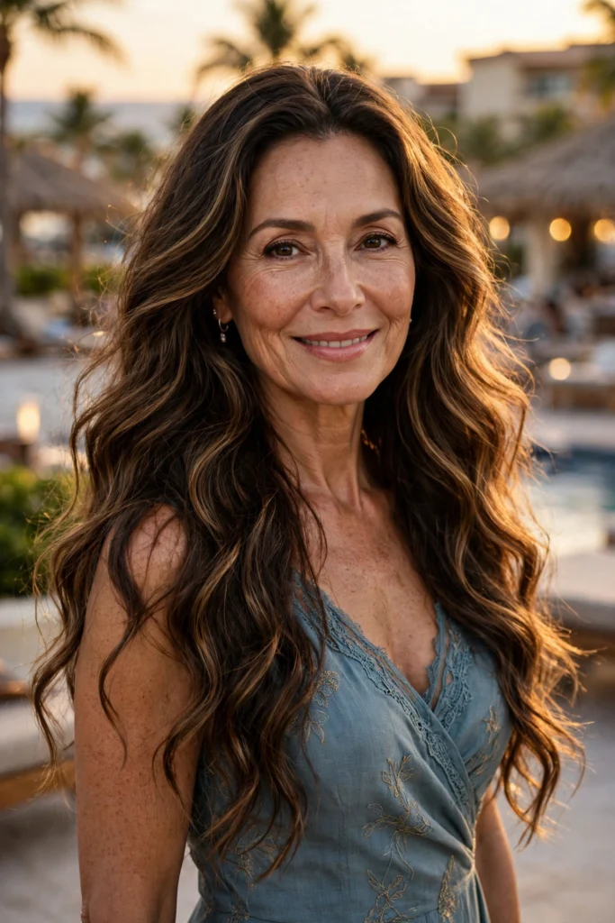 Long Mermaid Waves hairstyle for women over 40