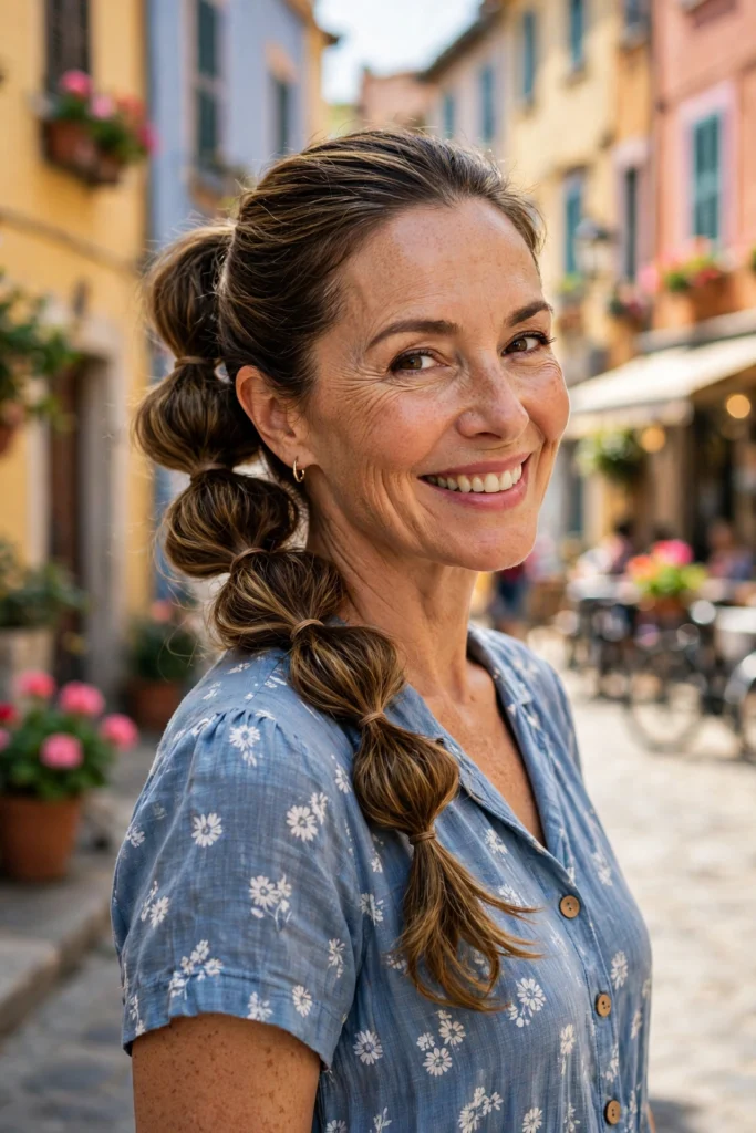 Bubble Ponytail hairstyle for women over 40