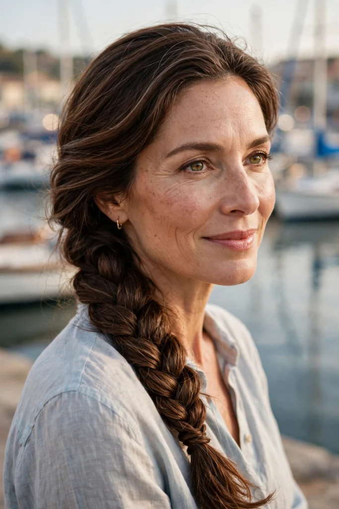 Fishtail Side Braid hairstyle for women over 40
