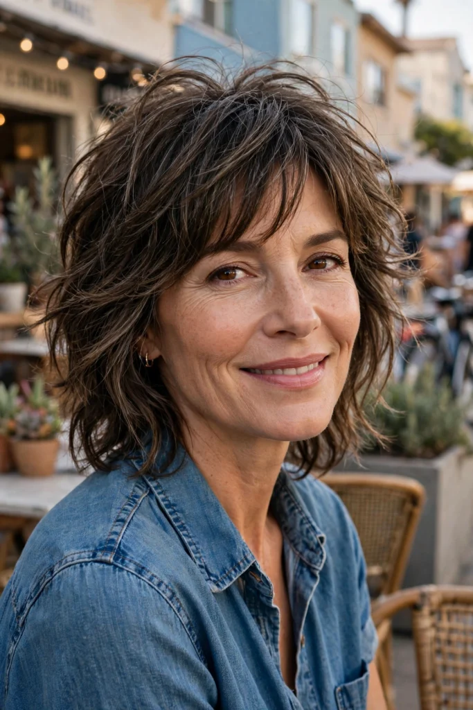 Breezy Layered Shag hairstyle for women over 40