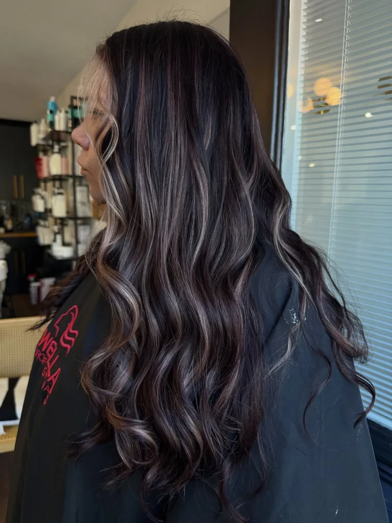 Dark brown hair with subtle mocha dimension