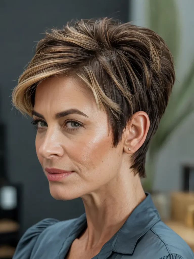 Caramel Highlights on a Short Pixie