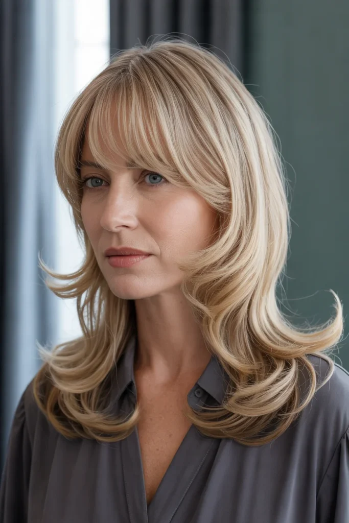 Blonde Hair with Curtain Bangs