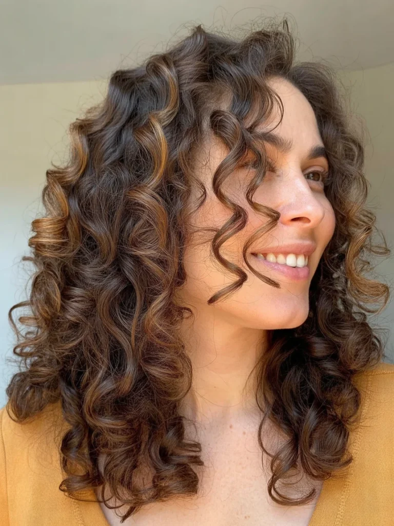 Caramel Highlights on Curly Hair