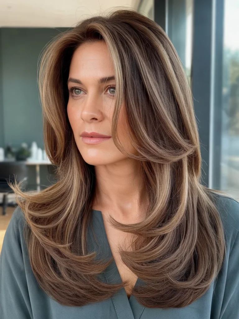 Long Layers With Caramel Highlights
