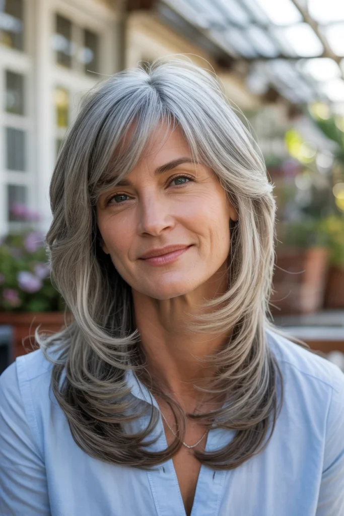 Classic Layered Haircut With Side-Swept Bangs