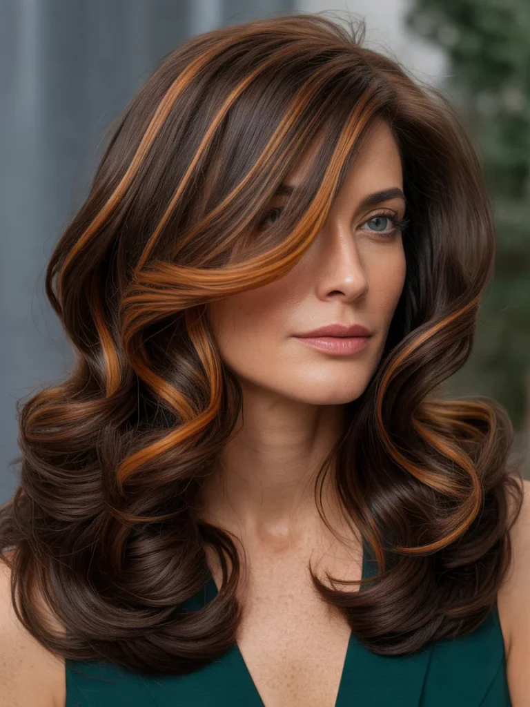 Dark Chocolate Hair With Caramel Highlights