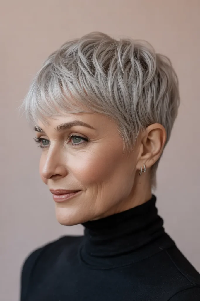 Textured Gray Pixie Cut