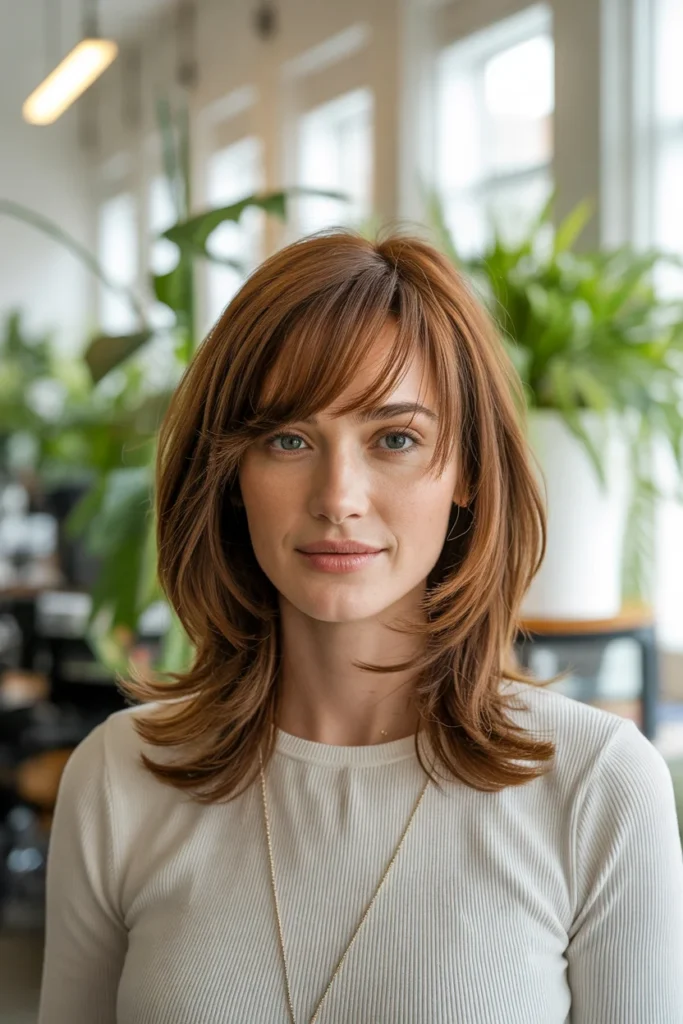 Layered Hair With Side-Swept Bangs