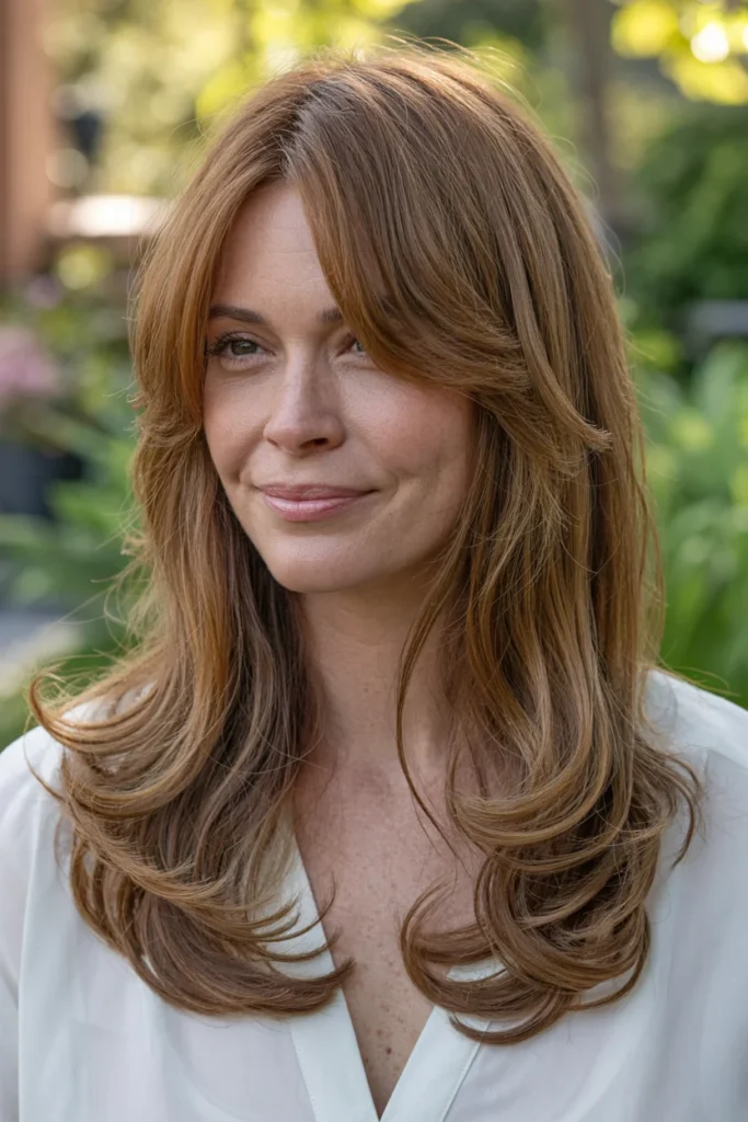 Long Layers With Curtain Bangs