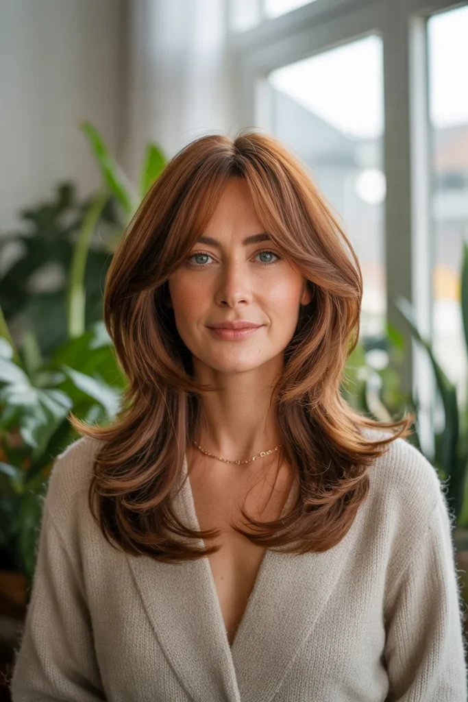 Long Layered Hair With Curtain Bangs