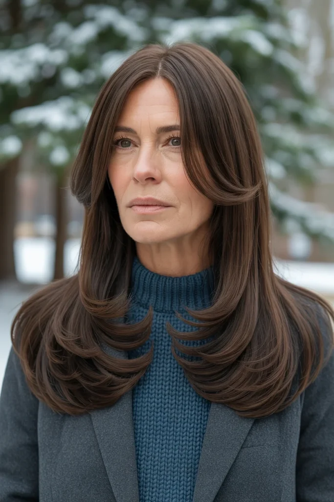 Long Layers With Curtain Bangs
