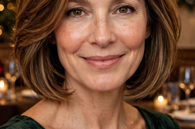 Soft Layered Bob hairstyle for women over 40