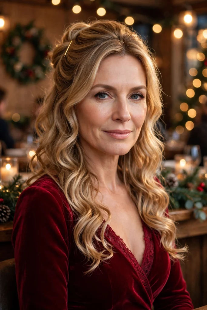 Romantic Half-Up Curls hairstyle for women over 40