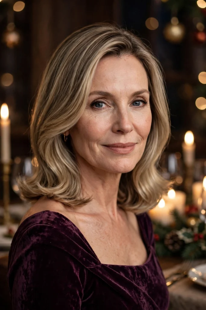 Deep Side-Part Lob hairstyle for women over 40