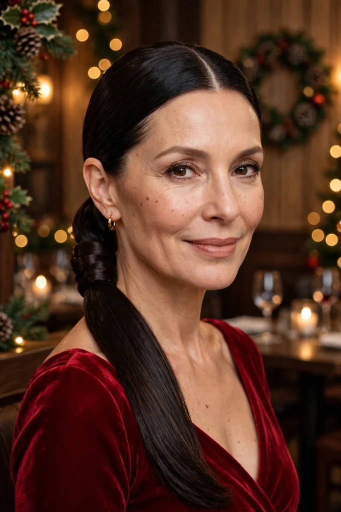 Sleek Low Ponytail hairstyle for women over 40