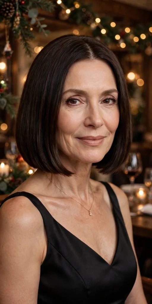 Chin-Length Sleek Bob hairstyle for women over 40