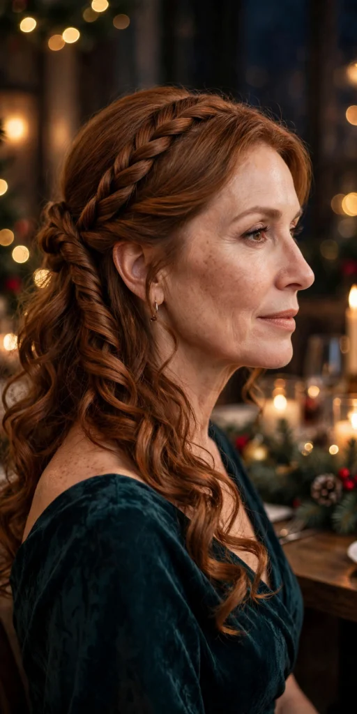 Twisted Half-Up Style hairstyle for women over 40
